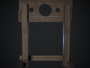 medieval wooden pillory low-poly game-ready 3D-Modell
