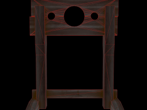 medieval wooden pillory low-poly game-ready 3D-Modell