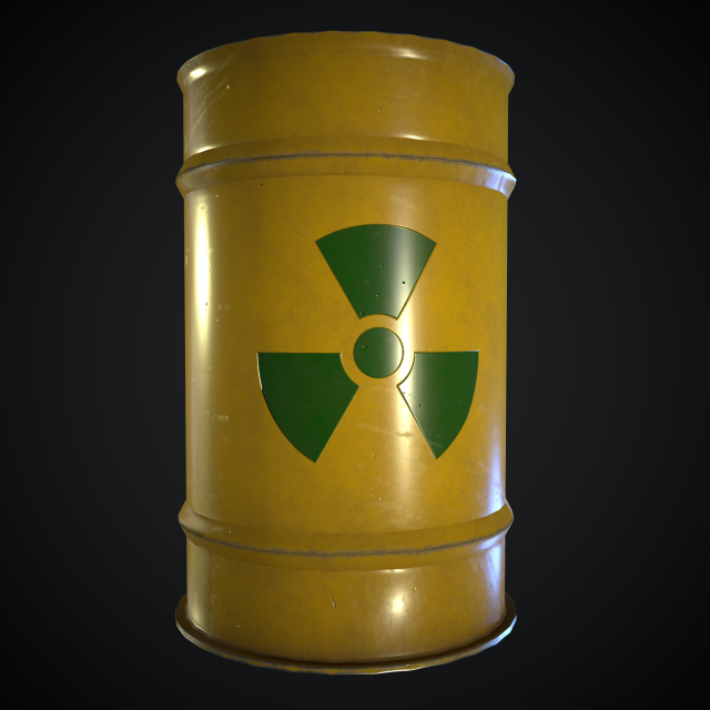 radiation metal drum ow-poly Model 3D .c4d .max .obj .3ds .fbx .stl .blend 