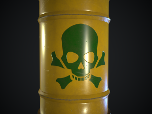 radiation metal drum ow-poly Model 3D