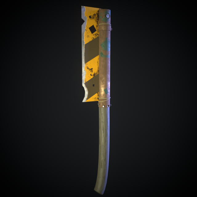 post apocalyptic road sign axe Modello 3D .c4d .max .obj .3ds .fbx .stl .blend 