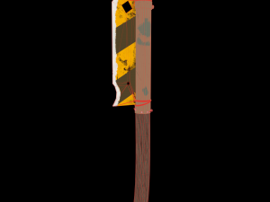 post apocalyptic road sign axe Modello 3D