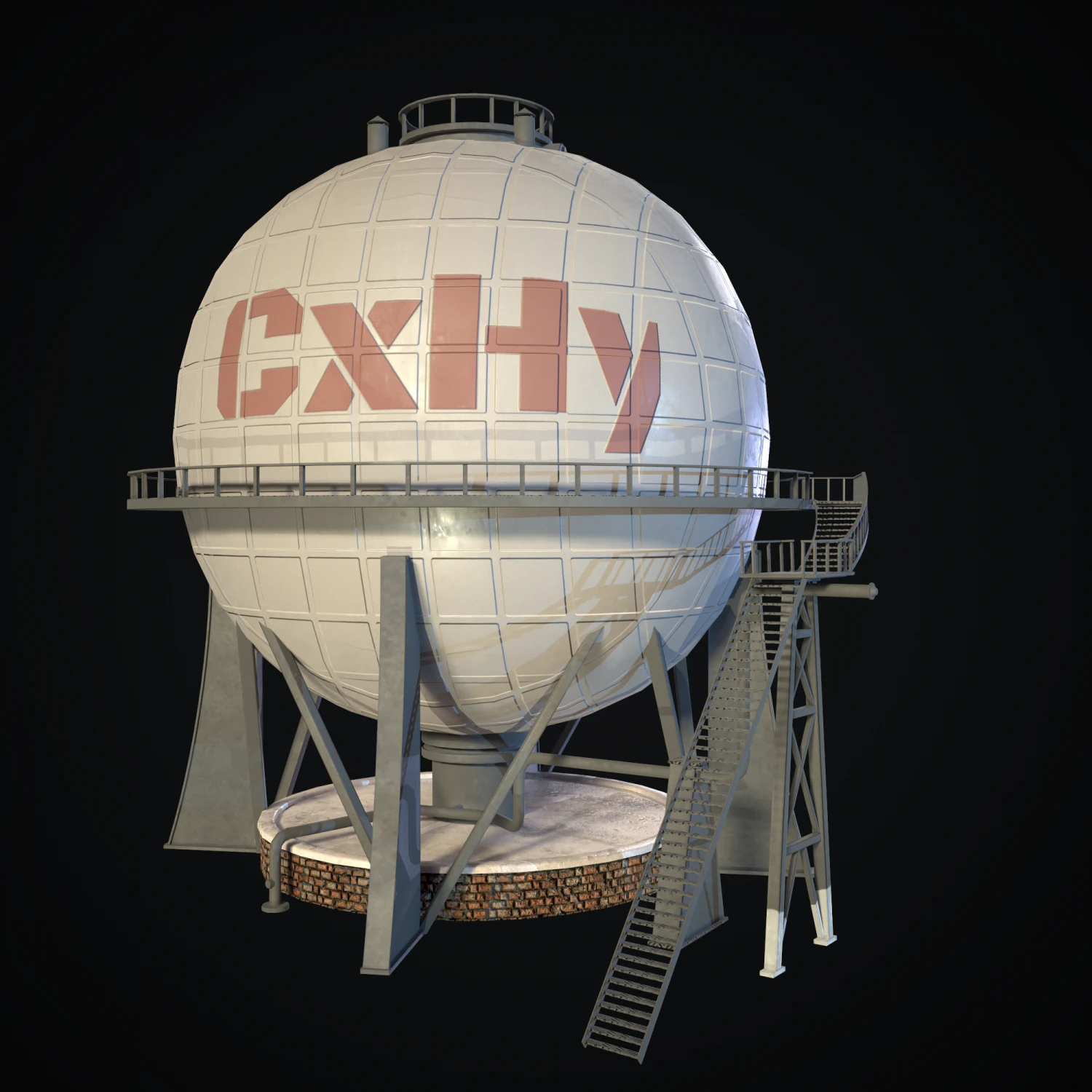 chemical tower 3D Model .c4d .max .obj .3ds .fbx .stl .blend 