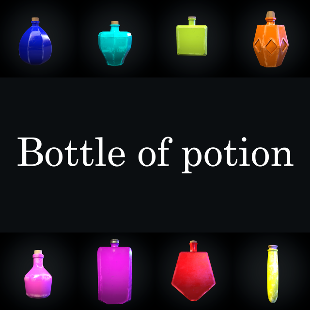 bottle of potion collection Modello 3D .c4d .max .obj .3ds .fbx .stl .blend 