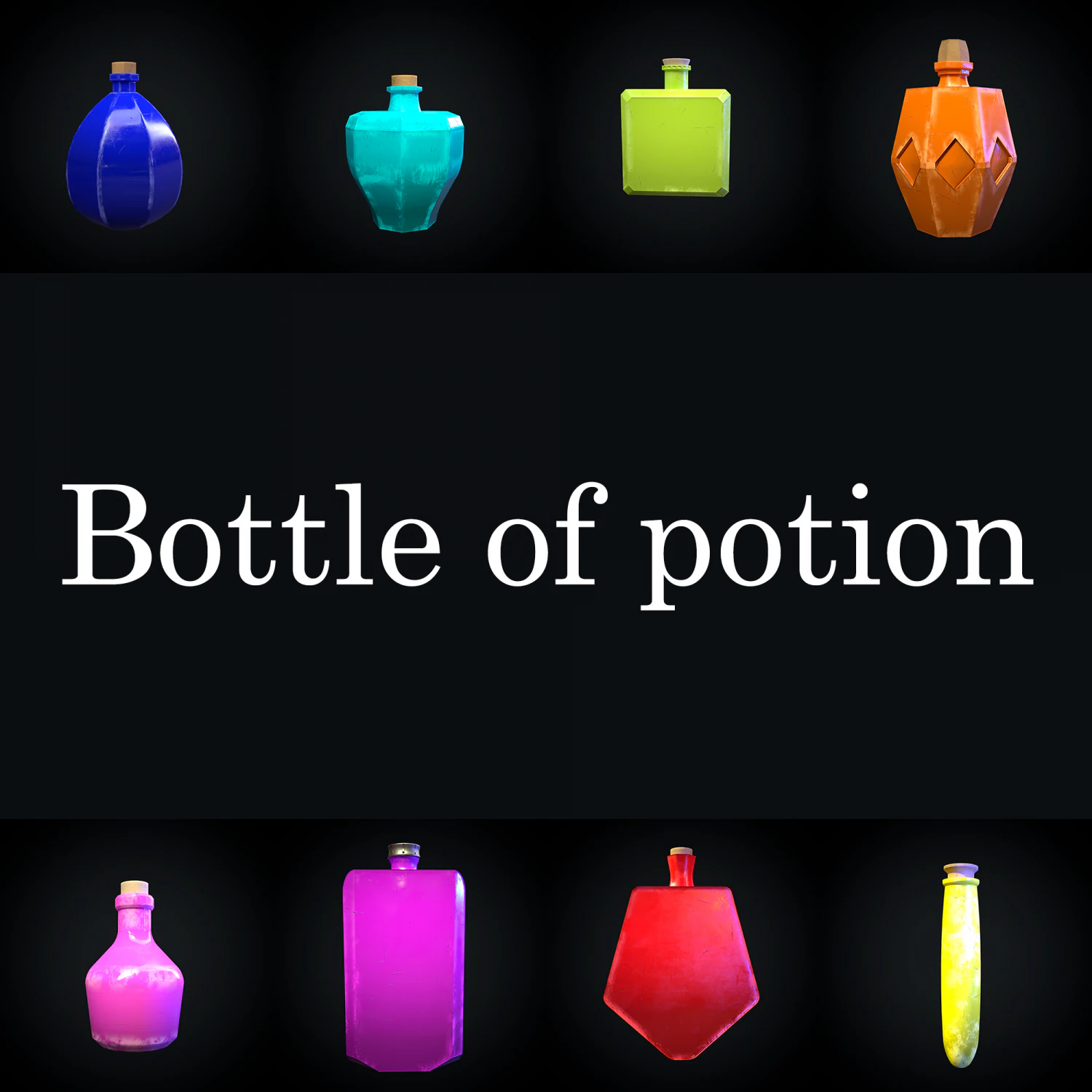 bottle of potion collection 3D Model .c4d .max .obj .3ds .fbx .stl .blend 