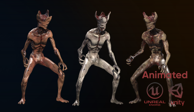 mutant with open brain Model 3D .c4d .max .obj .3ds .fbx .stl .blend 
