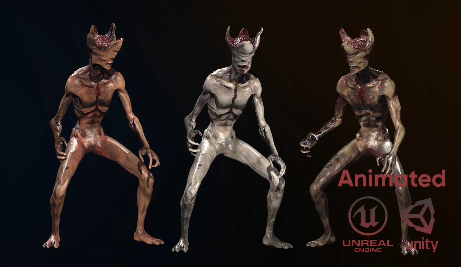 mutant with open brain 3D Model .c4d .max .obj .3ds .fbx .stl .blend 