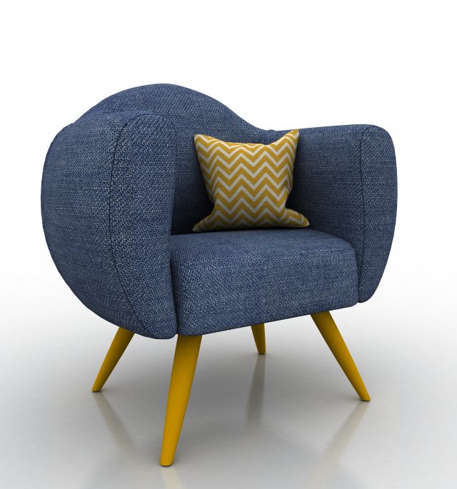 single seat sofa chair- jeans couch 3D Model .c4d .max .obj .3ds .fbx .stl .blend 