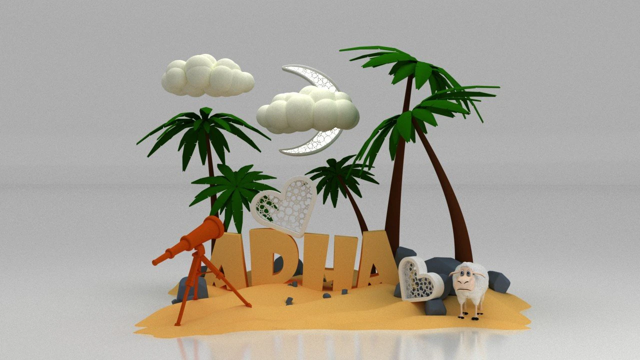 eid al adha island decoration 3D Model .c4d .max .obj .3ds .fbx .stl .blend