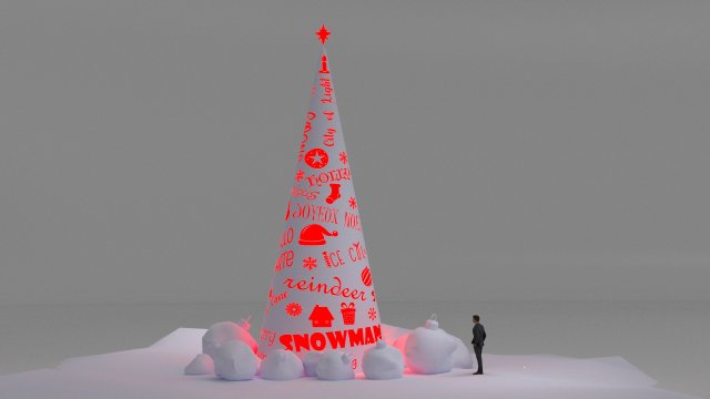 Christmas words tree Model 3D .c4d .max .obj .3ds .fbx .stl .blend 