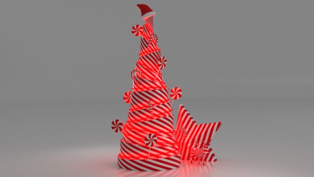 Lollipop christmas tree 3D Model .c4d .max .obj .3ds .fbx .stl .blend 