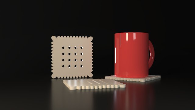 Biscuit Coasters Modèles 3D en vedette .c4d .max .obj .3ds .fbx .stl .blend 