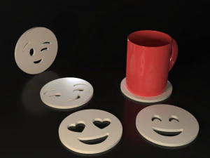Emojis Coasters 3D Print Model