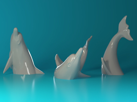 Swimming Dolphins 3D 打印模型