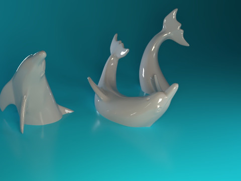 Swimming Dolphins 3D प्रिंट मॉडल