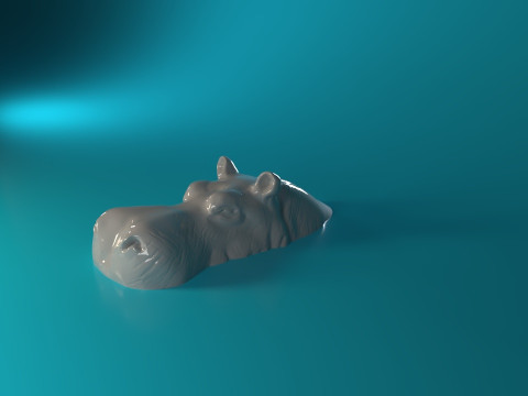 Swimming Rhino 3D Baskı Modeli