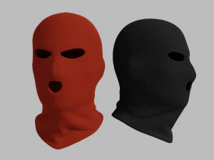 maschera passamontagna nera e rossa Modello 3D