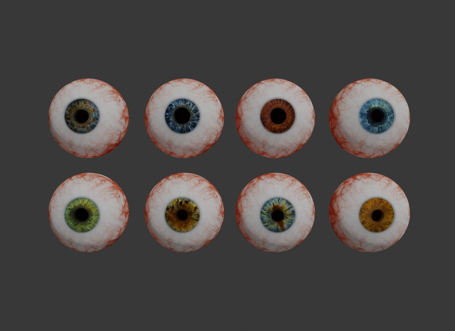 eye collection 8 units 3D Model .c4d .max .obj .3ds .fbx .stl .blend
