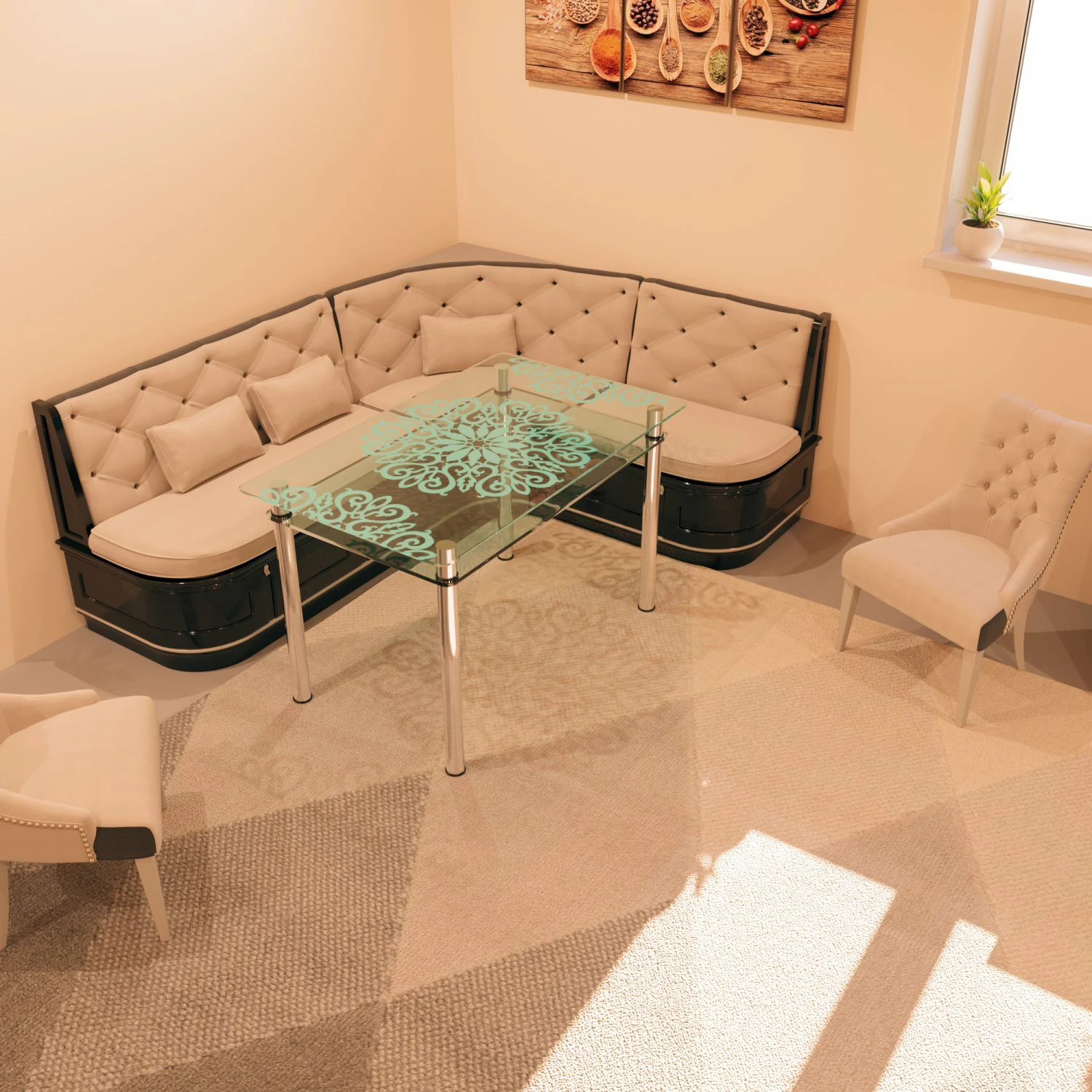 glass table with patterns 3D Model .c4d .max .obj .3ds .fbx .stl .blend