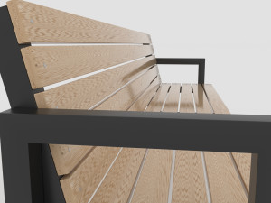 modern outdoor bench steel and wood 3D 모델