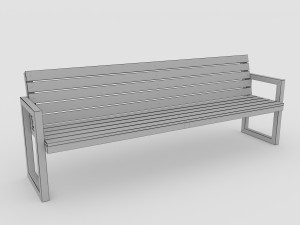 modern outdoor bench steel and wood 3D 모델