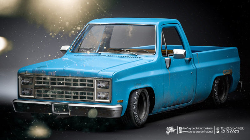 Chevrolet C10 1985 3D Model .c4d .max .obj .3ds .fbx .stl .blend 