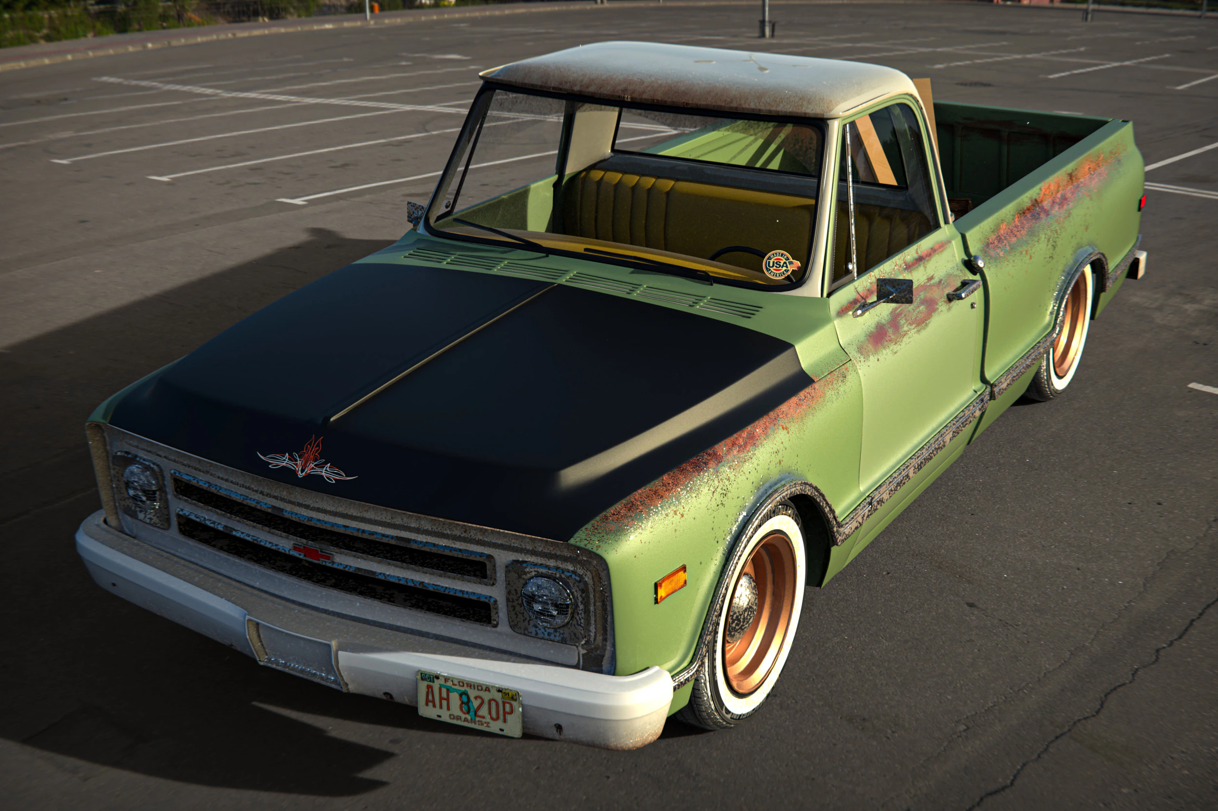 Chevrolet C10 1968 3D Model .c4d .max .obj .3ds .fbx .stl .blend 