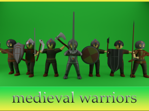 set of medieval warriors 3D Model