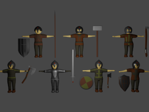 set of medieval warriors Modèle 3D