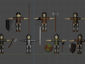 set of medieval warriors Modèle 3D