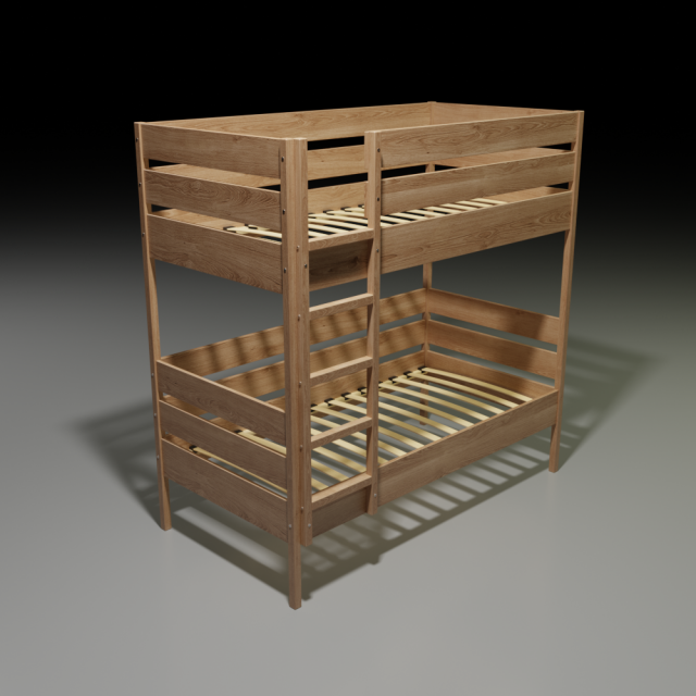 wooden bunk bed Modelo 3D .c4d .max .obj .3ds .fbx .stl .blend 