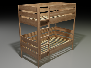 wooden bunk bed Modello 3D