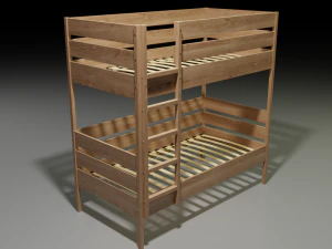wooden bunk bed 3D Model