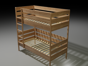 wooden bunk bed Modelo 3D