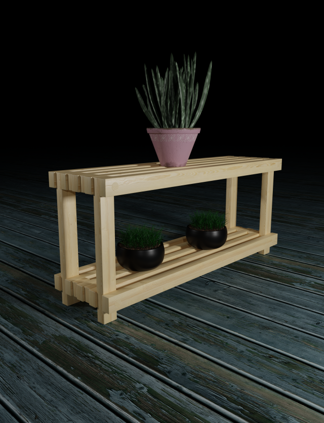 wooden shelf for flovers Model 3D .c4d .max .obj .3ds .fbx .stl .blend 