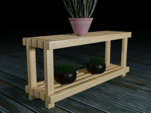wooden shelf for flovers 3D 模型