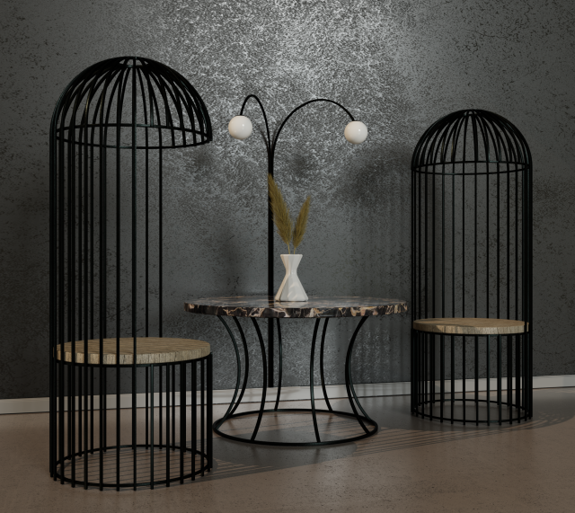 armchair and table Modelo 3D .c4d .max .obj .3ds .fbx .stl .blend 