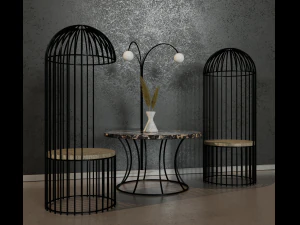 fotel i stół Model 3D