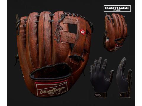 Baseball Glove Pack - Realistic Fielding and Batting Gloves 3D Model
