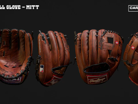 Baseball Glove Pack - Realistic Fielding and Batting Gloves 3D Model