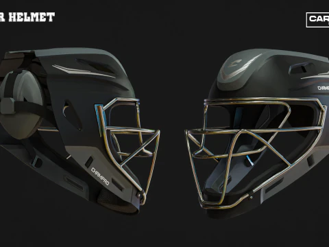 Pacote de capacete de beisebol para receptor e rebatidas Modelo 3D