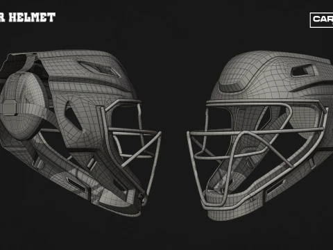 Pacote de capacete de beisebol para receptor e rebatidas Modelo 3D