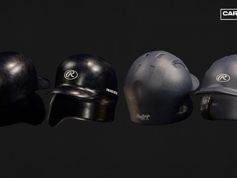 Baseball Helmet Pack for Catcher and Batting Model 3D