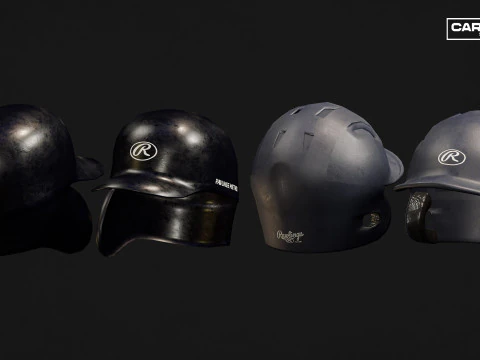 Pacote de capacete de beisebol para receptor e rebatidas Modelo 3D