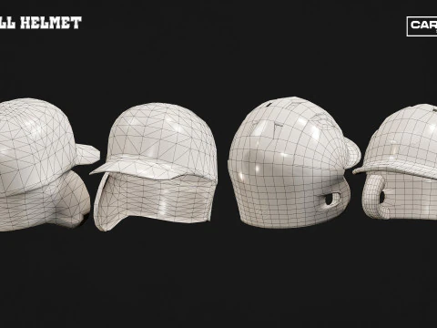 Pacote de capacete de beisebol para receptor e rebatidas Modelo 3D