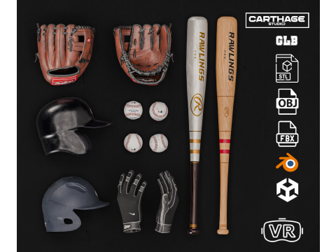 Baseball Essentials Equipment Pack 3D Model