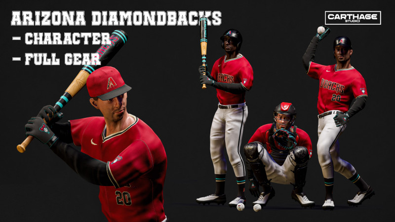 Arizona Diamondbacks Character Essential Equipment Baseball ProKit Modello 3D .c4d .max .obj .3ds .fbx .stl .blend