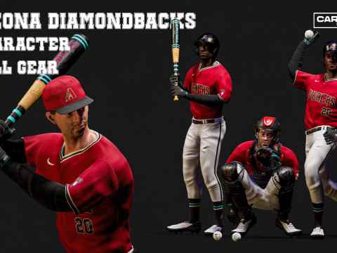 Arizona Diamondbacks Character Essential Equipment Baseball ProKit 3D Model