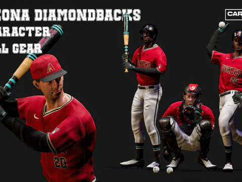 Equipo esencial del personaje de los Diamondbacks de Arizona ProKit de b&eacute;isbol Modelo 3D