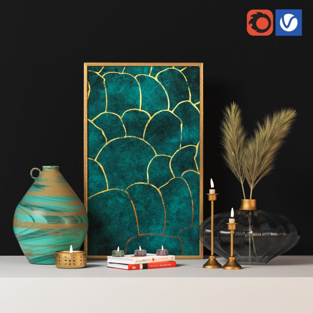 decorative set 3D Model .c4d .max .obj .3ds .fbx .stl .blend 